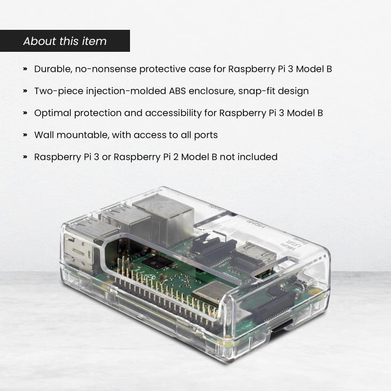 sb components Raspberry Pi 3 Model B+ Transparent Case - Access to All Ports - Image 4